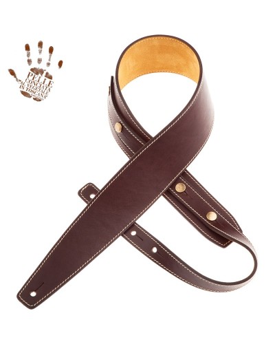 Guitar Strap Brown Certified Vegetable Tanned Leather 7 Cm Buttons BS Core 