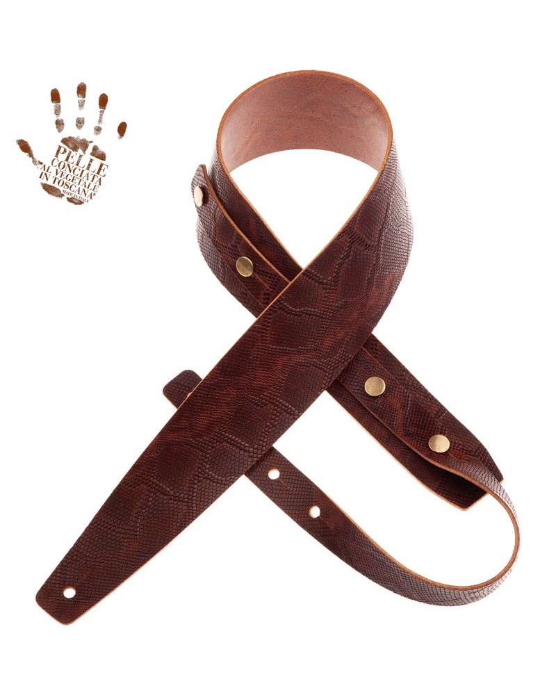 magrabò guitar straps | buttons bc embossed snake dark brown 7 cm