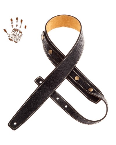 magrabò guitar straps | buttons bs embossed flores black 5 cm