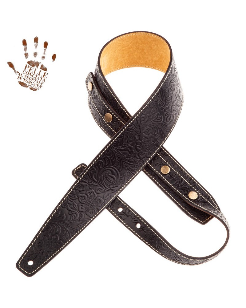 magrabò guitar straps | buttons bs embossed flores black 7 cm