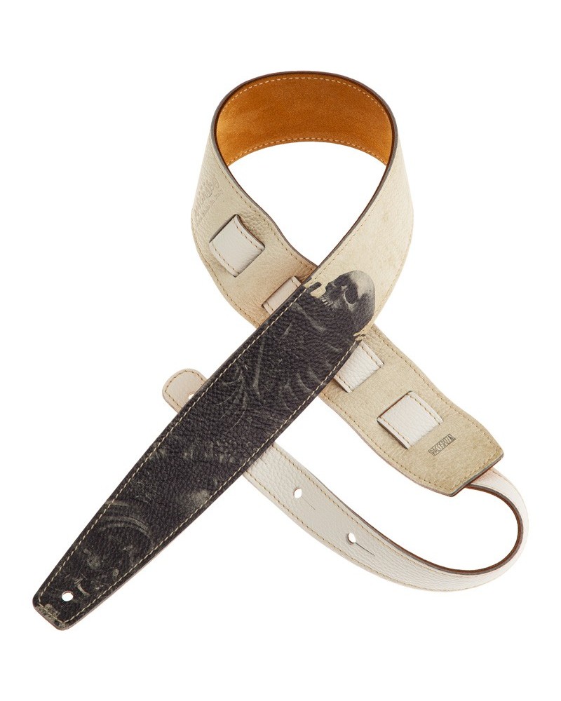 Guitar Strap White Genuine Leather 6 Cm Holes HS Art Print 