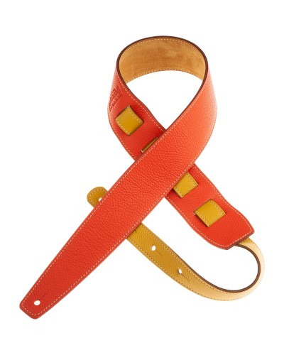 Guitar Strap Orange Genuine Leather 6 Cm Holes HS Colors 