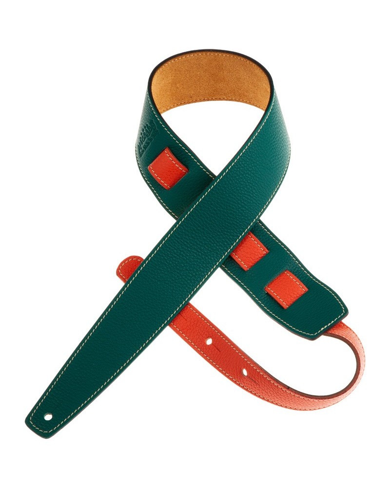 Guitar Strap Green Genuine Leather 6 Cm Holes HS Colors 