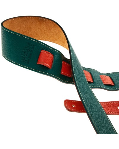 Guitar Strap Green Genuine Leather 6 Cm Holes HS Colors 