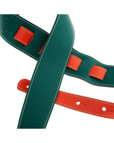 Guitar Strap Green Genuine Leather 6 Cm Holes HS Colors 