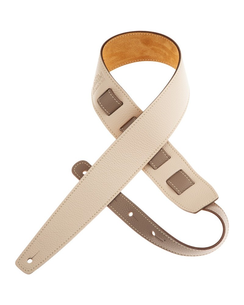 Guitar Strap Ivory Genuine Leather 6 Cm Holes HS Colors 