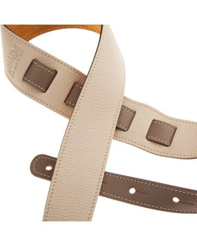 Guitar Strap Ivory Genuine Leather 6 Cm Holes HS Colors 