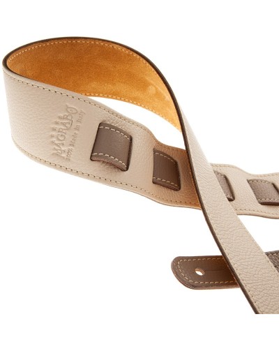 Guitar Strap Ivory Genuine Leather 6 Cm Holes HS Colors 