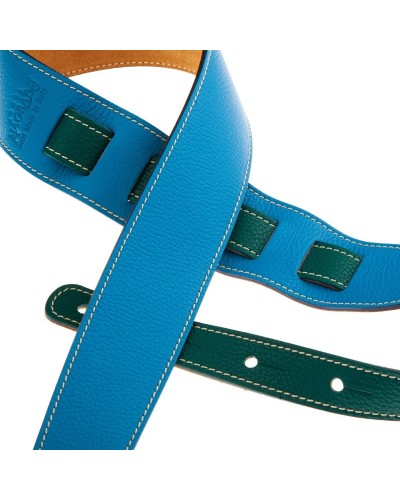 Guitar Strap Blu Genuine Leather 6 Cm Holes HS Colors 