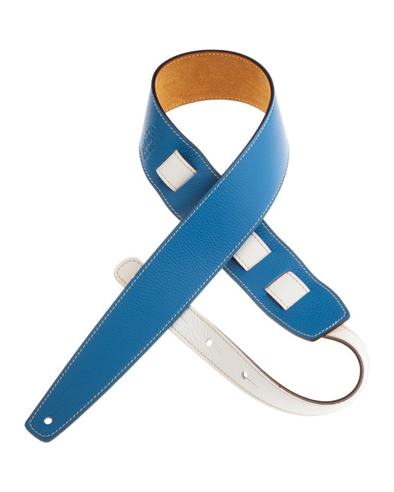 Guitar Strap Light Blue Genuine Leather 6 Cm Holes HS Colors 