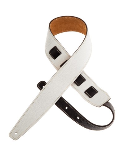 Guitar Strap White Genuine Leather 6 Cm Holes HS Colors 