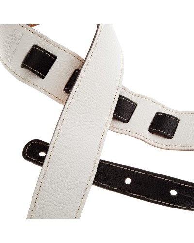 Guitar Strap White Genuine Leather 6 Cm Holes HS Colors 