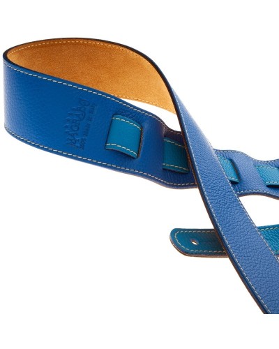 Guitar Strap Blu Genuine Leather 6 Cm Holes HS Colors 