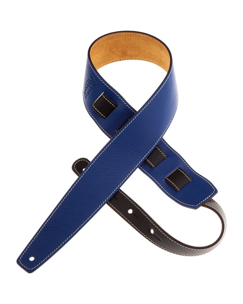 Guitar Strap Blu Genuine Leather 6 Cm Holes HS Colors 