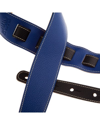 Guitar Strap Blu Genuine Leather 6 Cm Holes HS Colors 