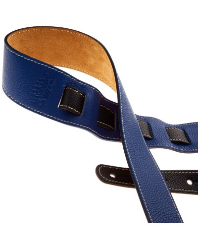 Guitar Strap Blu Genuine Leather 6 Cm Holes HS Colors 