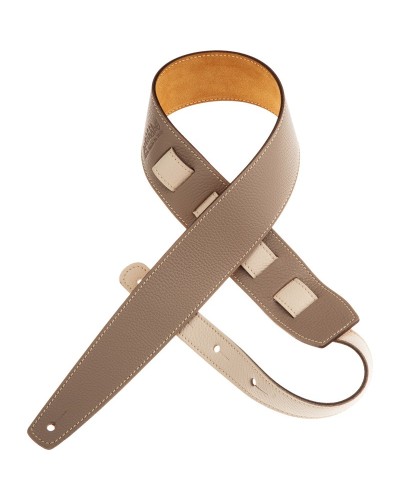 Guitar Strap Beige Genuine Leather 6 Cm Holes HS Colors 