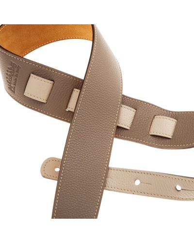 Guitar Strap Beige Genuine Leather 6 Cm Holes HS Colors 