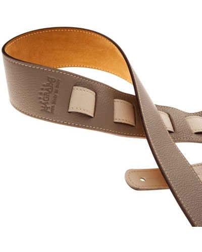 Guitar Strap Beige Genuine Leather 6 Cm Holes HS Colors 