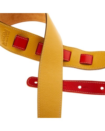 Guitar Strap Yellow Genuine Leather 6 Cm Holes HS Colors 