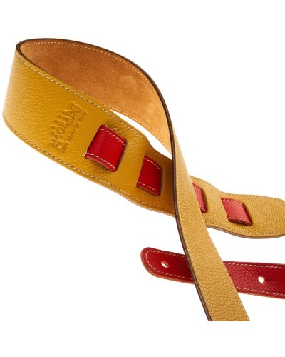 Guitar Strap Yellow Genuine Leather 6 Cm Holes HS Colors 