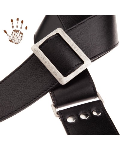 magrabò guitar straps | stripe ss core black 6 cm recta silver buckle