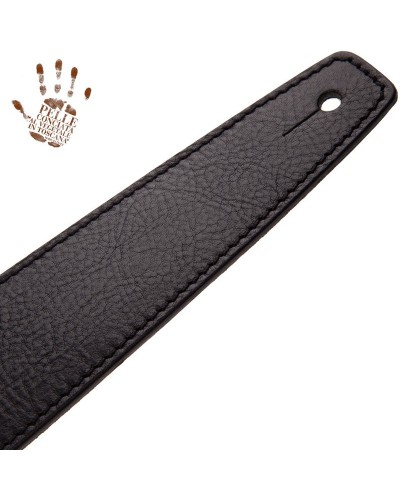 Guitar Strap Black Certified Vegetable Tanned Leather 6 Cm Stripe SS Core 