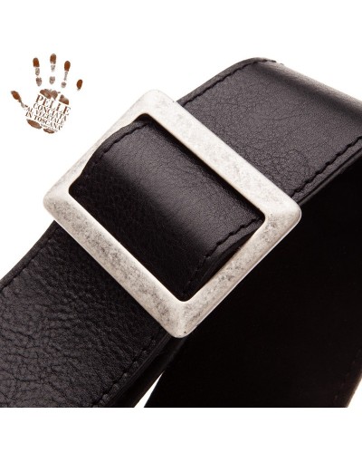 magrabò guitar straps | stripe ss core black 6 cm recta silver buckle