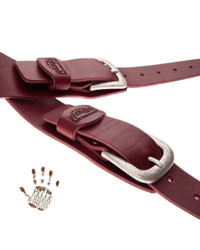 magrabò guitar straps | twin buckle tc core bordeaux 7 cm classic silver buckle