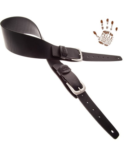 Tracolla per Chitarra e Basso Nero Vera Pelle Conciata Al Vegetale 7 Cm Classic Twin Buckle TC Core 