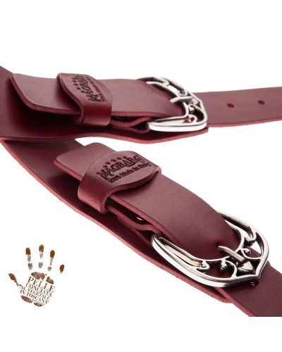 Tracolla per Chitarra e Basso Nero Vera Pelle Conciata Al Vegetale 7 Cm Queen Twin Buckle TC Core 