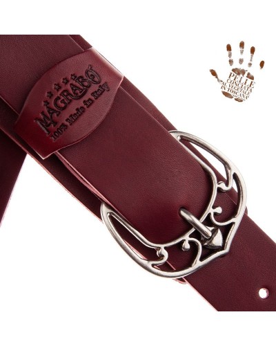 magrabò guitar straps | twin buckle tc core bordeaux 7 cm queen silver buckle