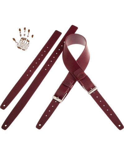 Guitar Strap Bordeaux Certified Vegetable Tanned Leather 7 Cm Square Twin Buckle TC Core 