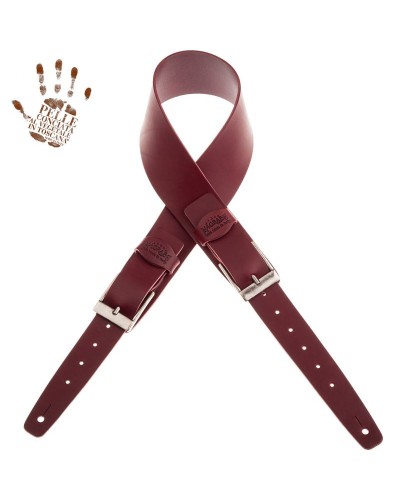 Tracolla per Chitarra e Basso Bordeaux Vera Pelle Conciata Al Vegetale 7 Cm Square Twin Buckle TC Core 