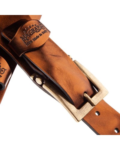 magrabò guitar straps | twin buckle tc metallic bronze 7 cm meccano brass buckle