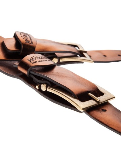 Guitar Strap Bronze Genuine Leather 7 Cm Meccano Twin Buckle TC Metallic 