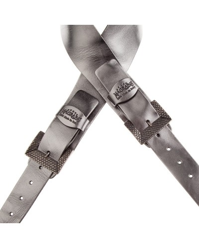 magrabò guitar straps | twin buckle tc metallic steel 7 cm scaled silver buckle