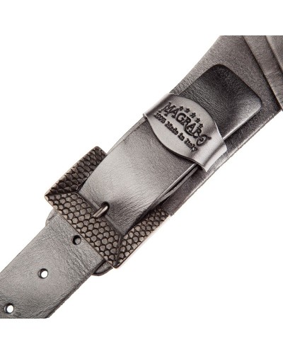 Guitar Strap Steel Genuine Leather 7 Cm Scaled Twin Buckle TC Metallic 