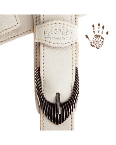 magrabò guitar straps | twin buckle ts core white 7 cm groove silver buckle