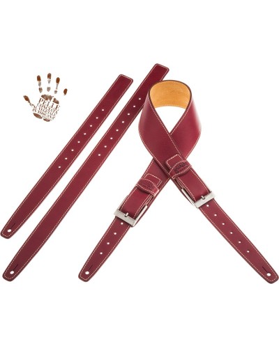 Guitar Strap Bordeaux Certified Vegetable Tanned Leather 7 Cm Square Twin Buckle TS Core 