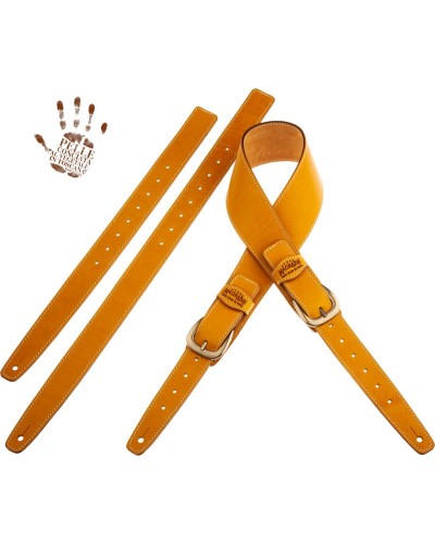 Guitar Strap Yellow Certified Vegetable Tanned Leather 7 Cm Classic Twin Buckle TS Core 