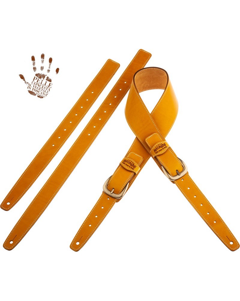 Guitar Strap Yellow Certified Vegetable Tanned Leather 7 Cm Classic Twin Buckle TS Core 