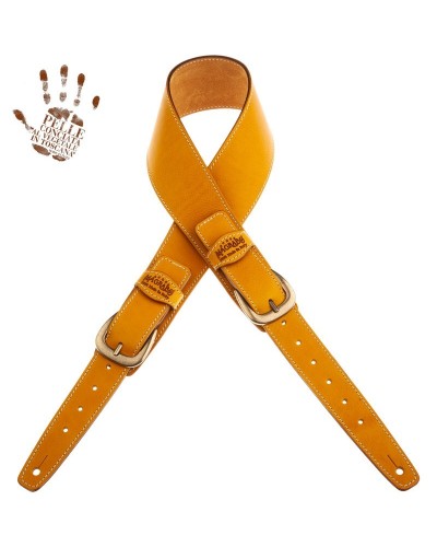 Guitar Strap Yellow Certified Vegetable Tanned Leather 7 Cm Classic Twin Buckle TS Core 