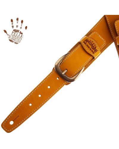 Guitar Strap Yellow Certified Vegetable Tanned Leather 7 Cm Classic Twin Buckle TS Core 