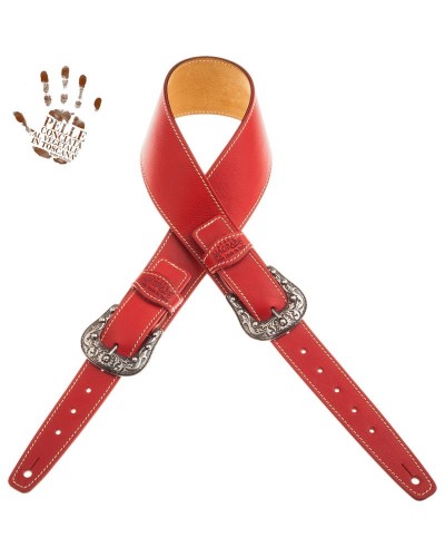 magrabò guitar straps | twin buckle ts core red 7 cm sun silver buckle