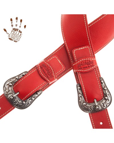 magrabò guitar straps | twin buckle ts core red 7 cm sun silver buckle