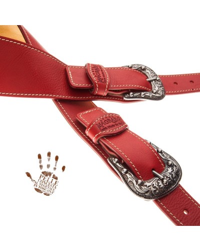 magrabò guitar straps | twin buckle ts core red 7 cm sun silver buckle