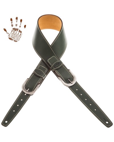 magrabò guitar straps | twin buckle ts core verde 7 cm round silver buckle