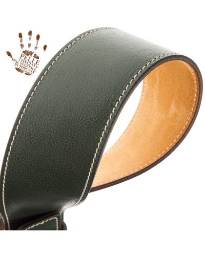 Guitar Strap Green Certified Vegetable Tanned Leather 7 Cm Round Twin Buckle TS Core 