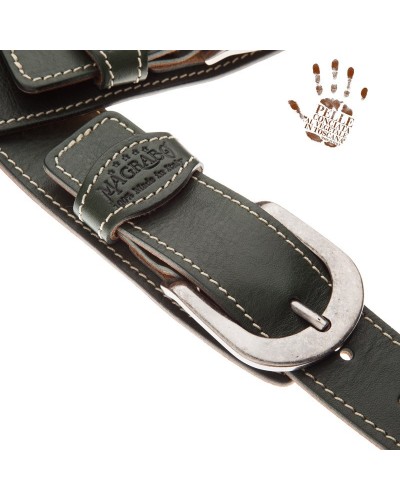 magrabò guitar straps | twin buckle ts core verde 7 cm round silver buckle